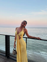 שמלת פלורה צהוב