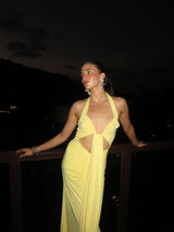 שמלת פלורה צהוב