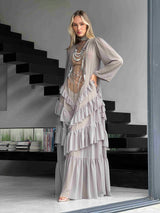 שמלת סיציליה ירוק אפור