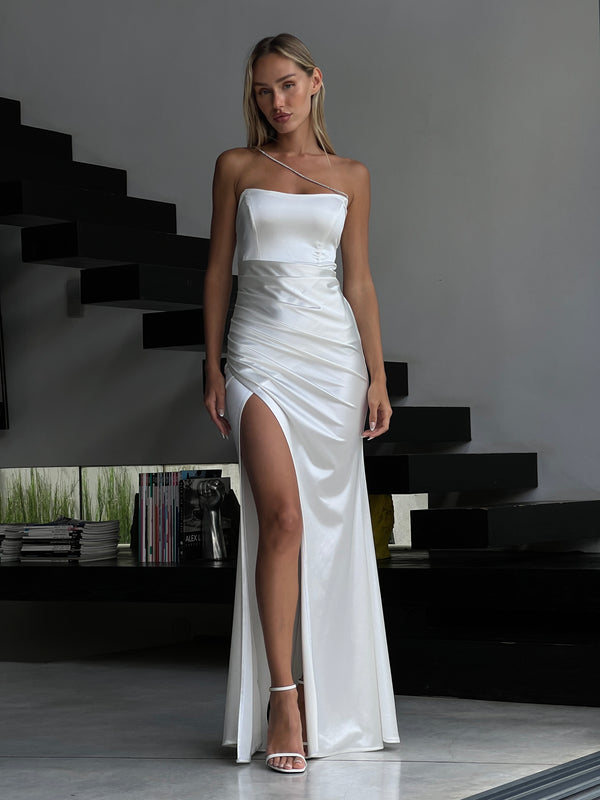 שמלת סברינה לבן